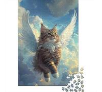 Ange Chat Volant 1000 Pièce Carton Extra Épais Jeu De Puzzle pour Enfants Débutants Jeu Amusant Et Stimulant Soulagement du Stress Idée Cadeau 38x26cm/1000pcs