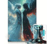 Ange Contre Démon Puzzle 1000 pièces pour Adultes Jeu de mémoire et de Concentration Ajustement Parfait Format Compact Idéal pour des Moments de Jeu en Famille (38x26cm)