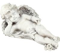 Ange couché Décoration funéraire Résistant aux intempéries Polyrésine Gris Blanc 31×16cm Décoration de cimetière Figure commémorative