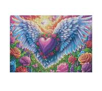 Ange cœur Ailes d’Amour 300 Pièces Puzzle Famille en Carton Haute Densité Difficulté Moyenne Activité Familiale Anti-Stress Loisir Créatif Jeu De Société Premium 300 PCS