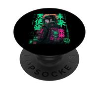 Ange Cyberpunk Japonais Streetwear Y2K Techwear Manga Art PopSockets PopGrip Adhésif