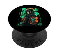 Ange Cyberpunk Japonais Streetwear Y2K Techwear Manga Art PopSockets PopGrip Adhésif
