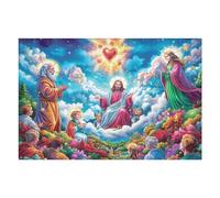 Ange dans Les nuagess Group 1000 Pièces Puzzle Créatif en Carton Rigide sans Déformation Fleurs, Arc-en-Ciel sous Le Ciel étoilé Difficulté Moyenne Activité Manuelle Loisir Créatif Cadeau Créatif Ann