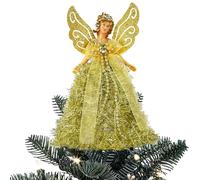 Ange d'arbre De Noël - 20cm Topper De Sapin | Or Fée Ange Pointes De Noël | Sommet Sapin De Noel pour Décoration De Noel Bar De Fête