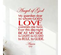 Ange de Dieu, mon gardien bien-aimé, que l'amour de Dieu vous accompagne. Amen. Décorations murales en vinyle Décoration de magasin 35x51.6cm Rouge