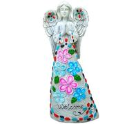 Ange de jardin avec 6 LED, solaires de 14,2 pouces, ange lumineux, statue d'ange résine, statues de jardin en plein air pour patio, cour, tombe, jardin, statues extérieures, sculptures de jardin