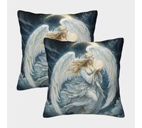 Ange de la miséricorde et du clair de lune, boule de lune radieuse Housse De Coussin Décorative 50x50cm Paquet De 2,adaptée Pour Chambre À Coucher,canapé,Chaise,Voiture,lit,Jardin ()Taies D'oreiller