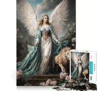 Ange de la Nature avec Lion dans Un Jardin Fleuri,Archange Ariel Puzzle 1000 pièces pour Adultes,Jeu de Concentration mentale,découpe Laser de qualité supérieure,activité Amusante en Famille Le Soir