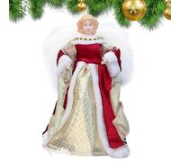 Ange de Noël - Figurine de cime d'arbre de 28 cm, ornement d'arbre texturé, accent de vacances radieux | Décoration d'ange ailé pour présentoirs de Noël saisonniers, spectacle festif pour les