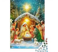 Ange de Noël Nativité 1000 Pièces Puzzle pour Adultes Jeu Stimulant Divertissement Apaisant Entraîner La Mémoire du Cerveau pour Hommes, Femmes, Seniors 1000pcs (75x50cm)