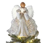 Ange De Noel pour Sapin, Etoile Sapin De Noel, Ange Pointe Sapin Noël Lumineuse Étoile, avec Ailes en Plumes Blanches, Ange pour Cime Sapin, pour Décoration du Sapin Noël