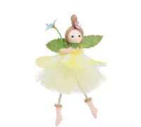 Ange de Pâques à suspendre avec jupe en tulle, décoration festive en polyester pour arbre de printemps, fête murale, violet, jaune, rose, vert, 21 x 11 x 2,5 cm (jaune)