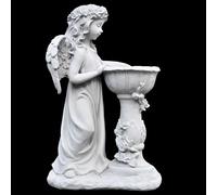 Ange debout près d'une fontaine I Sculpture en pierre massive