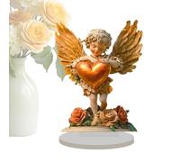 Ange doré de la Saint-Valentin, Panneaux d'ailes d'anges de la Saint-Valentin | Décor de Table d’Objets de Collection d’Ange rétro Plat | Panneaux de Table d'ange Amusants 2D, décorations d'ange pour