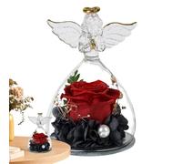 Ange en avec préservée - Élégante Figurine en avec éternelle pour Mariage, Anniversaire ou Thanksgiving | Décoration avec Roses pour Offrir Un Symbole d'amour et