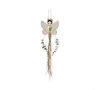 Ange en bois à suspendre au mur - 85 cm - Décoration rustique bohème avec papillons - Pour salon, entrée, cadeau de foi