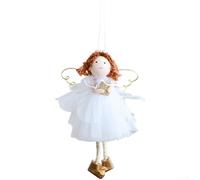 Ange en tulle blanc à suspendre pour décoration de sapin de Noël, convient pour les fêtes de fin d'année et l'affichage saisonnier (C)