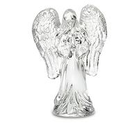Ange en verre 10,4 x 7 x 3 cm transparent passe la lumière protection avec mains en prière avec ailes en verre laité ange