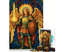 Ange en vitrail avec épée Puzzle Adulte 1000 pièces Casse-tête Passe-Temps à la Maison Image à Assembler Cadeau mémorable 38x52cm