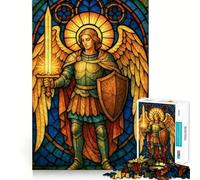 Ange en vitrail avec épée Puzzle Adulte 1000 pièces Jeu de logique et de réflexion Découpe précise Pièce de Collection 38x26cm
