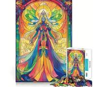 Ange en vitrail Puzzle 1000 pièces pour Adultes Jeu de logique et de complicité Finition Premium Edge Cadeau de qualité 38x26cm