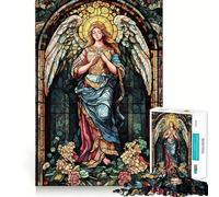 Ange en vitrail Puzzle 1000 pièces pour Adultes Jeu de logique et de complicité Qualité supérieure Cadeau de qualité 50x75cm