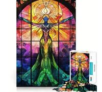 Ange en vitrail Puzzle de 1000 pièces pour Adolescents Jeu de logique et de réflexion Amusant et précis Cadeau élégant 38x52cm