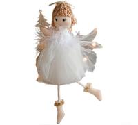 Ange et fille en tissu doux à suspendre pour Noël pour sapin ou couronne - Pendentif léger avec maille délicate pour une ambiance saisonnière (fille blanche)
