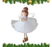 Ange fille pour sapin de Noël, décoration saisonnière mignonne - Ornements de d'ange à aile dorée, pour rebord de fenêtre, porte, salon, chambre à coucher, jardin, café, restaurant