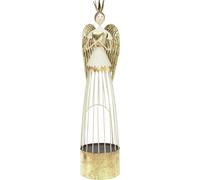 Ange gardien de Noël en métal blanc et or, 54cm - Figurine décorative pour table et rebord de fenêtre
