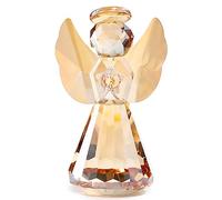 Ange gardien en cristal - Cadeau pour femme - Ornements de collection - Figurine d'ange en verre - Décoration pour la maison - Fait à la main - Souvenir de Noël pour elle (doré)