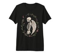 Ange Gothique ailé Squelette Floral céleste Lune T-Shirt Haut de Gamme