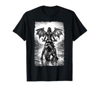 Ange Gothique Sombre Motard Fille, Ailes de démon Style Urbain T-Shirt