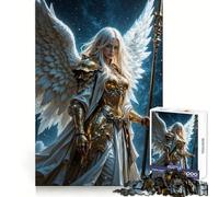 Ange Guerrier ailé en Armure dorée Puzzle 1000 pièces pour Adultes Réflexion, entraînement, évasion sereine, Bords Nets, Cadeau créatif (50x75cm)