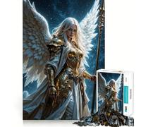 Ange Guerrier ailé en Armure dorée Puzzle Adulte 1000 pièces Découpe de Haute précision Facile à Apprendre Plaisir en Famille (50x75cm)
