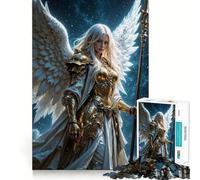 Ange Guerrier ailé en Armure dorée Puzzle Adulte 1000 pièces Jeu de réflexion Cadeau Découpe de Haute précision Activité relaxante en Groupe à l'intérieur (38x26cm)