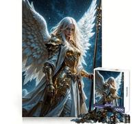 Ange Guerrier ailé en Armure dorée Puzzle de 1000 pièces pour Adolescents Exercice cognitif, détente et Loisirs Idéal comme Cadeau d'hiver (38x52cm)
