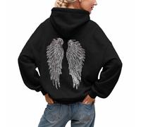 Ange Hoodie Sweat a Capuche Femme, Pull Sweatshirts Strass Los Angeles À Manches Longues Sweet Paillette Jogging Sweats Paillettes Oversize Pulls Chic Et Elegant Y2k Sportswear Cotton Automne Hiver
