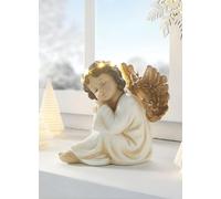 Ange LED "couronne de lumière" assis, figure d'ange chrétienne illuminée, décoration de Noël