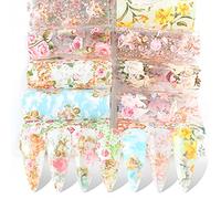 Ange Nail Foil Autocollants de transfert en forme de fleur pour ongles Autocollants holographiques étoiles