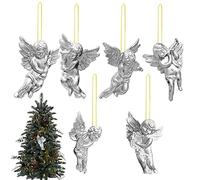 Ange Noël Argenté/Doré, Petit Arbre de Noël, Pendentif pour la Maison et les Vacances, Décorations Créatives, 6 Pièces