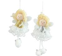 Ange Pendentif Décorations d'arbre Set 4 pièces Décoration de Noël Or Argent 13,5cm