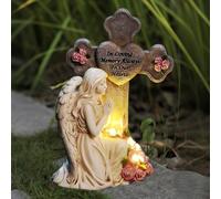 Ange pour tombe Résistant aux intempéries et au gel - Lampe funéraire solaire - Étanche - En résine - Décoration solaire à LED - Pour pelouse, cour, terrasse