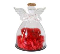 Ange Rosee Flower Gift - Ange en verre avec rosette préservée, figurine de roses éternelles, cadeau romantique pour femme, parfait pour Noël, mariage, anniversaire, anniversaire et