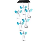 Ange Solaire éolien Carillon, Carillon éolien Cadeaux Anges Cadeaux extérieurs pour Femmes changements de Couleur de Jardin Solaire extérieur Chime commémoratif pour Grand-mère Maman