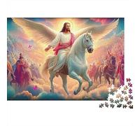 Ange sur Cheval Blanc Puzzle 1000 Pièces Papier pour Adultes Fond de Nuages Jeu de Puzzle 1000 Pièces Décoration Cadeau 38x26cm/1000pcs