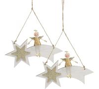 Ange sur étoile filante, Décoration de Noël, Suspendu, Décoration de l'Avent, Ange gardien, Cadeau