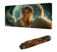 Ange Tapis de Souris XXL 1000 x 500 mm Grand Tapis de Souris Gamer Femme Sous Main Bureau Bords Cousus Imperméable Antidérapant, pour PC, Ordinateur Portable Améliore la Précision et la Vitesse H-3480