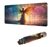 Ange Tapis de Souris XXL 600 x 300 mm Grand Tapis de Souris Gamer Femme sous Main Bureau Bords Cousus Imperméable Antidérapant, pour PC, Ordinateur Portable Améliore la Précision et la Vitesse H-3486