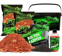 Angel-Berger Magic Baits Kit avec seau d'appâts de pêche, aliment liquide et granulés (Big Fish Carpes)